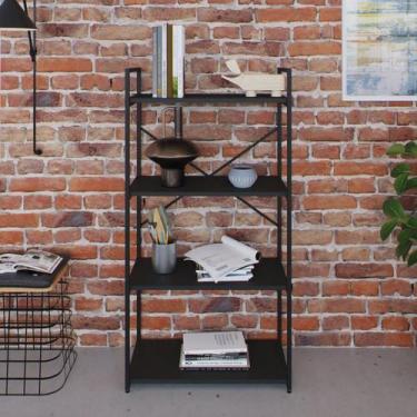 Imagem de Estante com 4 Prateleiras 118x60x33cm Yon Preto - Metalig