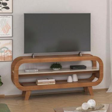 Imagem de Rack para TV até 60 Polegadas MDF 133,5cm Usinado em Theo Marrom - Art