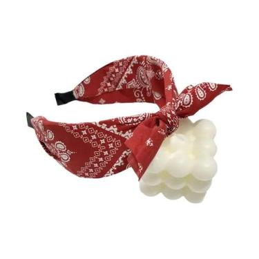 Imagem de Faixas De Cabelo Vintage Elegantes Com Estampa Boho E Laço Para Mulher