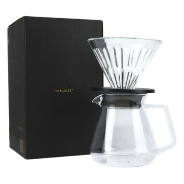 Imagem de Kit Timemore Com Coador e Jarra De Vidro 600ML Para Coar Café Transpar