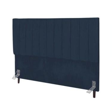 Imagem de Cabeceira Estofada De Cama Casal Box 140 Cm Maya Suede E Frame azul Ma