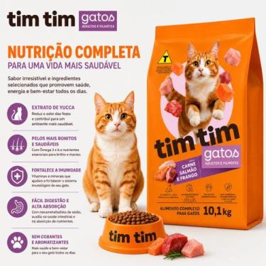 Imagem de Ração Tim Tim Gatos Adultos e Filhotes Carne Salmão Frango 10,1kg Nutr