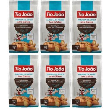 Imagem de Farinha de Arroz Sem Glúten Zero lactose 1kg Tio João 6 Uni