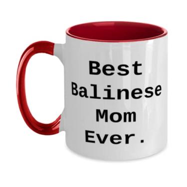 Imagem de Presentes especiais de gato balinês, Best Balinese Mom Ever - Caneca inspiradora de Natal em dois tons 325 ml dos amantes de gatos