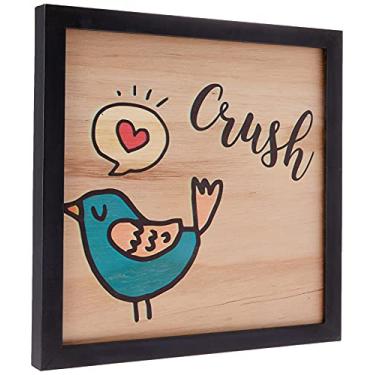 Imagem de Arte Maníacos Quadro Decorativo em Madeira Passarinho Crush Azul - 30x30cm (Moldura caixa em laca preta)
