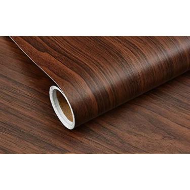 Imagem de WSWJDW Papel de parede autoadesivo de PVC Adesivos de parede 3D Papel de parede de grãos de madeira Armário Remodelado Escritório em casa Decoração de cozinha, Nogueira preta, 5mx45cm