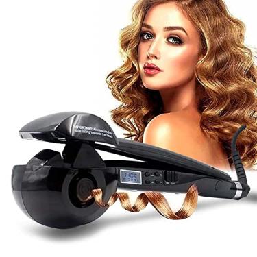 Imagem de Modelador De Cachos, Cabelo Cacheado E Ondulado, Encrespador de cabelo automático LCD Anti-escaldamento Encrespadores Onda Ferramenta de modelagem de cabelo (Preta)
