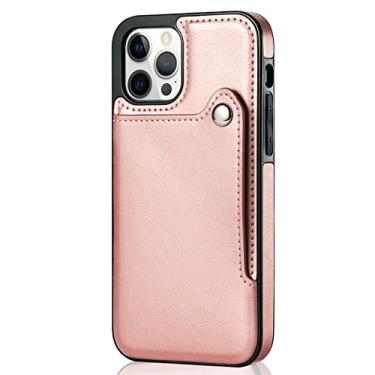 Imagem de Leather Case For iPhone 12 Pro Max 11 Pro XS Max XR X/XS 8 7 6 6S Plus SE 2020 Mini Slot Wallet Holder Phone Case Cover,Roseglod,for iPhone 11 Pro Max