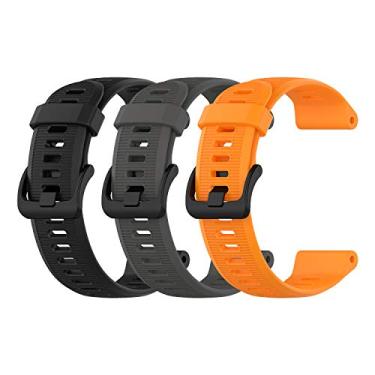 Imagem de Pacote com 3 pulseiras de silicone para Garmin Forerunner 945 Smartwatch da EEweca, Black, Gray, Orange