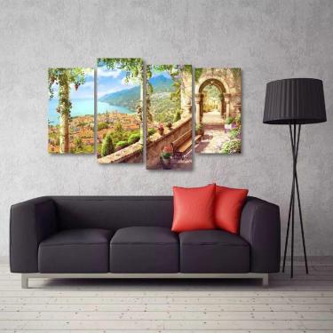 Imagem de Quadro Decorativo Paisagem Sala Mosaico Em Tecido 4 Peças 1