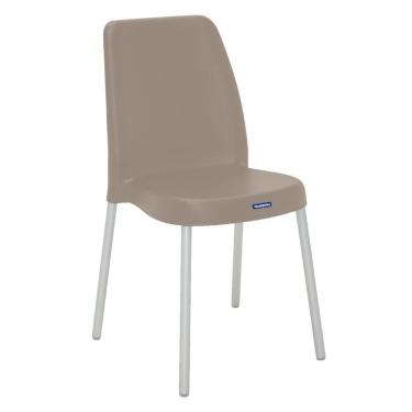 Imagem de Cadeira Tramontina Vanda Camurça em Polipropileno com Pernas Anodizadas Tramontina