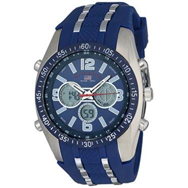 Imagem de U.S. Polo Assn. Relógio masculino esportivo US9284 com cronógrafo analógico/digital azul e prateado
