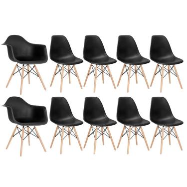 Imagem de Kit 2 cadeiras Eames DAW com braços + 8 cadeiras Eiffel DSW