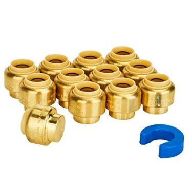 Imagem de SUNGATOR – Pacote com 12 capas de extremidade PEX, encaixe de encaixe de 1,27 cm, encaixes de encanamento de latão sem chumbo com clipe de desconexão para cobre, CPVC