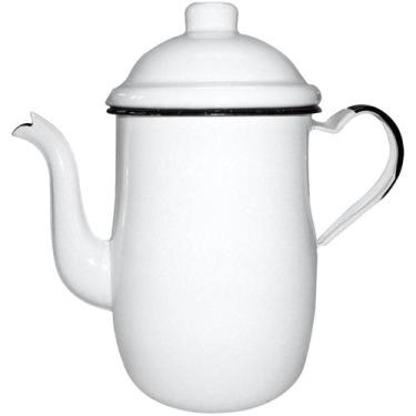 Imagem de Bule Aço Esmaltado Para Café Chá 1,25 Litros Tradicional Branco - Meta