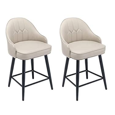 Imagem de Bancos De Bar De Altura Da Cozinha Janeta De 2 Com Costas, Cadeiras De Bar De Jantar Em Casa, Pu Coloque Em Couro Black Chrome Seat Estofado, Para Pubs, Balcão, Ilha Da Cozinha, Sala De Jantar