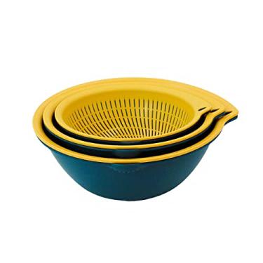 Imagem de SHOPMIX Bacia Escorredor 2 em 1 Duplo Kit Com 3 (Azul, Polipropileno, Pequena, Média, Grande)