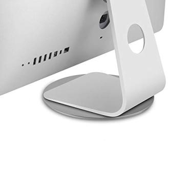 Imagem de Base giratória para monitor de rotação de 360°, suporte giratório para monitor de tela de computador de liga de alumínio prata, base giratória giratória para suporte giratório para iMac Disply