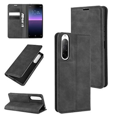 Imagem de HONGYAN Capa de telefone Para Sony Xperia 10 II Caixa de couro de sucção magnética de negócios retro-pele com suporte e carteira Capa protetora