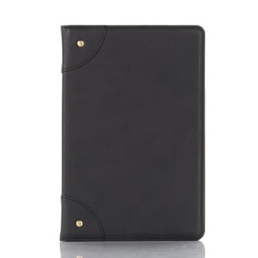 Imagem de ZiEuooo Capa protetora de couro retrô requintada para tablet Samsung Galaxy Tab S3 S4 S5e S6 Lite S7 Plus FE A7 Lite A 8.0 A 10.5 A 10.1 polegadas (preto, Tab S7 FE T730 T735)