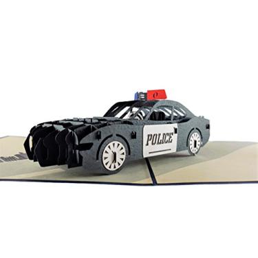 Imagem de iGifts And Cards Cartão de felicitações Pop Up 3D Carro de Polícia - Proteja, Serve, Cruiser, Awesome, Wow, Half Duplo, Feliz Aniversário, Aposentadoria, Parabéns, Graduação na Academia de Polícia, Obrigado, Promoção Cop