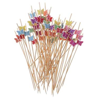 Imagem de Tvoip 100 peças palitos de comida borboleta de 12 cm para sobremesa, buffet de frutas, garfo de salada bolo muffin palitos de legumes para festa palitos de dente para coquetel