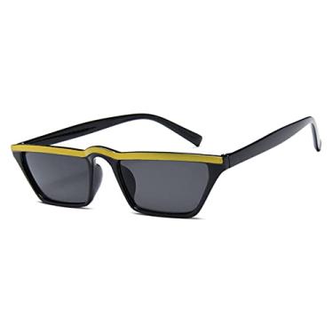 Imagem de Óculos de sol pequenos retrô na moda feminino olhos de gato óculos de sol masculinos vintage moda de rua óculos de sol de luxo tons frios, amarelo preto cinza, tamanho único