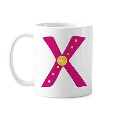 Imagem de X Alfabeto Laranja Frutas Padrão Bonito Caneca Cerâmica Café Porcelana Utensílios de Mesa