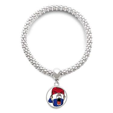 Imagem de DIYthinker Boné de cabeça de maquiagem facial com bandeira do Paraguai pulseira de prata pingente corrente de joias pulseira ajustável, NA, Na