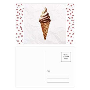 Imagem de Cartão postal de Natal com estampa de sorvete doce de chocolate marrom para celebração de flores de Natal