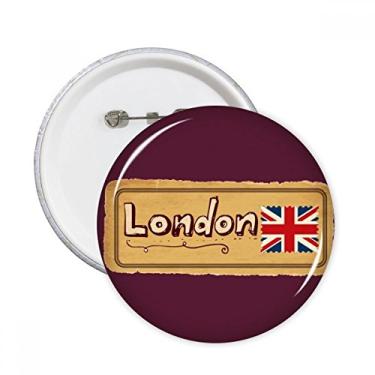 Imagem de Union Jack Reino Unido Londres Carimbo Britânico Pinos Redondos Emblema Botão Decoração Acessório 5pcs