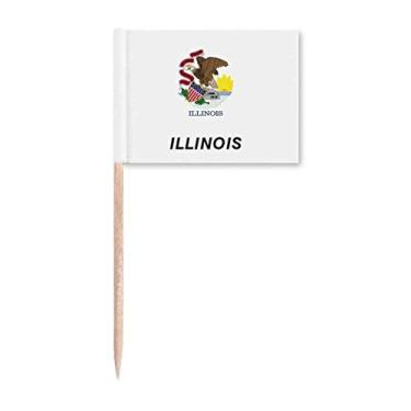 Imagem de Bandeira do estado americano contorno Illino Is Toothpick Flags Marcador Topper Decoração de Festa