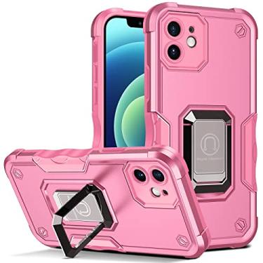 Imagem de Compatível com o iPhone 12 mini capa, cobertura de proteção à prova de gotas militares com 360 ° Rotation Kickstand à prova de choque dupla camada. (Color : Pink)
