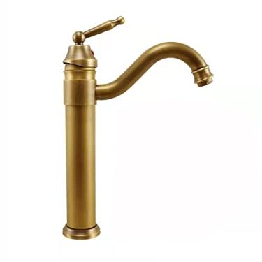 Imagem de LIDON Torneira para pia de banheiro torneira antiga de 360° para pia de banheiro girar torneira de banheiro preta torneira de bacia única para jardins, B antigo (cor: antigo A)