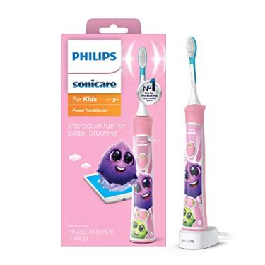 Imagem de Philips Sonicare Escova de dentes elétrica recarregável para crianças a partir de 3 anos, interativa para melhor escovação, rosa, HX6351/41