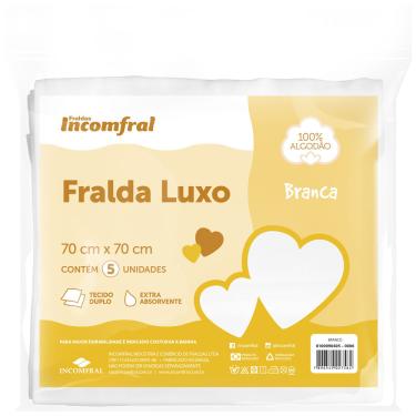 Imagem de Fralda Luxo Branca Pacote com 5 unidades Incomfral 