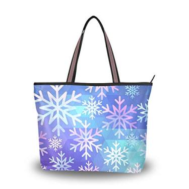 Imagem de Bolsa de ombro My Daily feminina linda e colorida com flocos de neve, Multi, Large