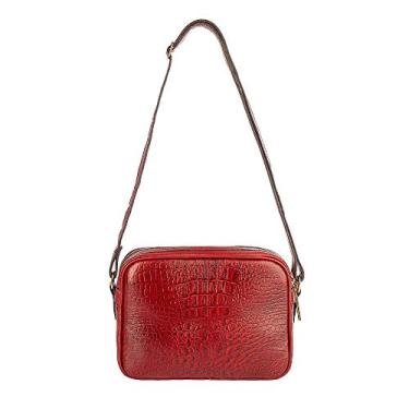 Imagem de Bolsa quadrada pequena de couro croco Diana - Vermelho