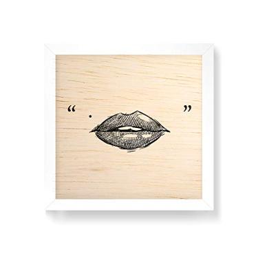 Imagem de Arte Maníacos Quadro decorativo com moldura caixa branca em Madeira - Boca Séria - 30x30cm