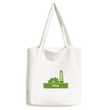 Imagem de Bolsa de lona com estampa de marco verde Pisa Italy bolsa de compras casual