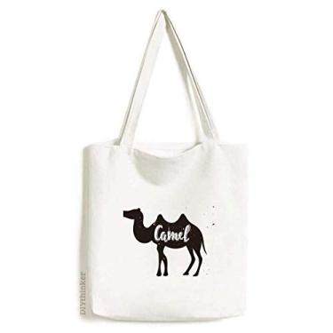 Imagem de Bolsa de lona preta e branca Camel bolsa de compras casual bolsa de compras