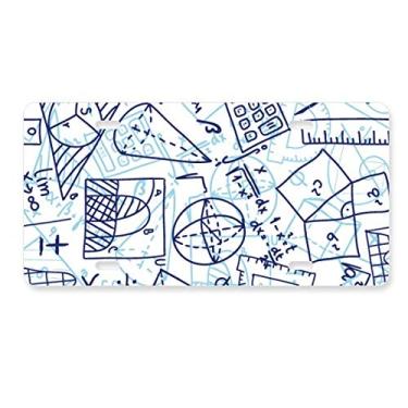 Imagem de DIYthinker Régua de matemática azul pintada à mão, calculadora, placa de licença para decoração de carro, acessório de aço inoxidável