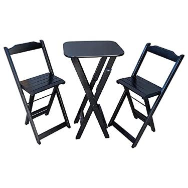Imagem de CONJUNTO DE MESA BISTRÔ DOBRÁVEL COM 2 CADEIRAS MADEIRA PRETA - TARIMATÃ