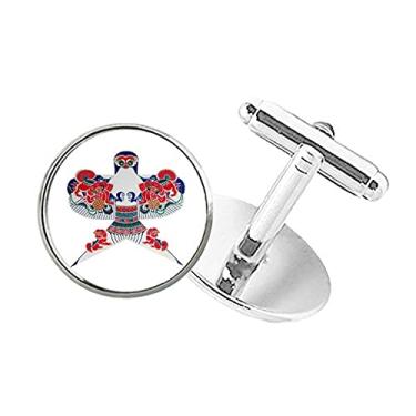 Imagem de DIYthinker Abotoaduras de pressão de botão redondo tradicional com padrão de pipa chinesa