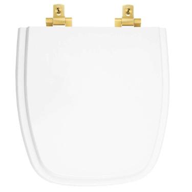 Imagem de Assento Sanitário Laqueado Soft Close City Branco Para Vaso Celite Com Ferragem Dourada