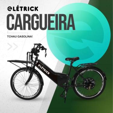 Imagem de Bicicleta Elétrica Cargueira Preta (Receba Montada Pronta Pra Uso) - E