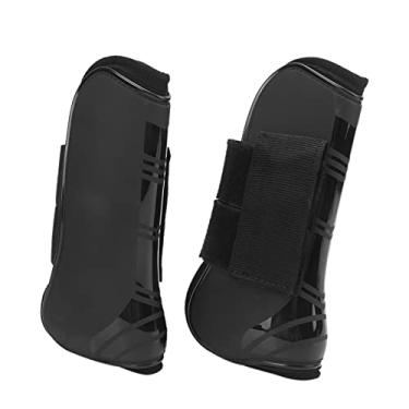 Imagem de Botas de cavalo, botas de tala de cavalo 4 peças para montar amortecedores para proteção das pernas(Preto, Um par de pernas dianteiras aumentadas)