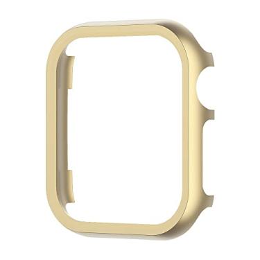 Imagem de VBWVA Capa de liga de alumínio para Apple Watch Series 7 41mm 45mm capas de metal para iWatch 6 SE 5 3 40mm 44mm capa protetora de moldura (cor: ouro, tamanho: 45MM)