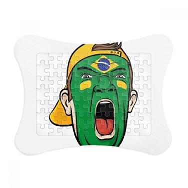 Imagem de Enfeite de quebra-cabeça com a bandeira nacional do Brasil para maquiagem, moldura de quebra-cabeça