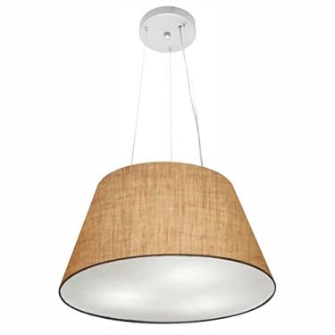 Imagem de Lustre Pendente Cone Cúpula Tecido 21/40x30 cm, Vivare Iluminação, Pendente4001 LP, Palha, Médio